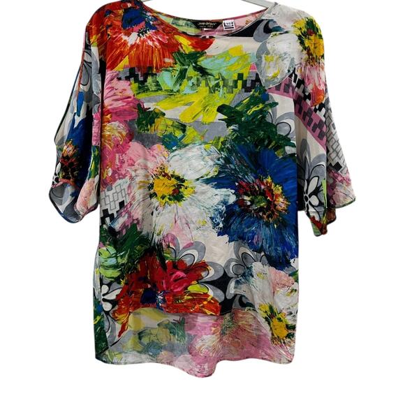 Vintage James World Cold Shoulder Rayon Resort Blouse - Picture 7 of 8